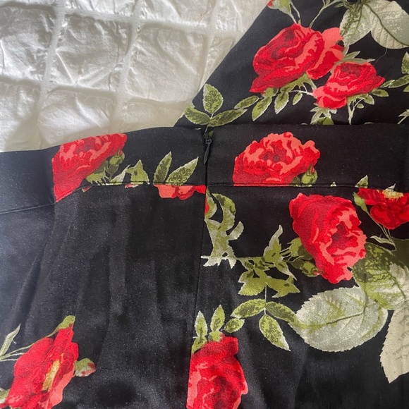 Olivaceous Black Maxi Skirt with Red Floral Design - Picture 6 of 7
